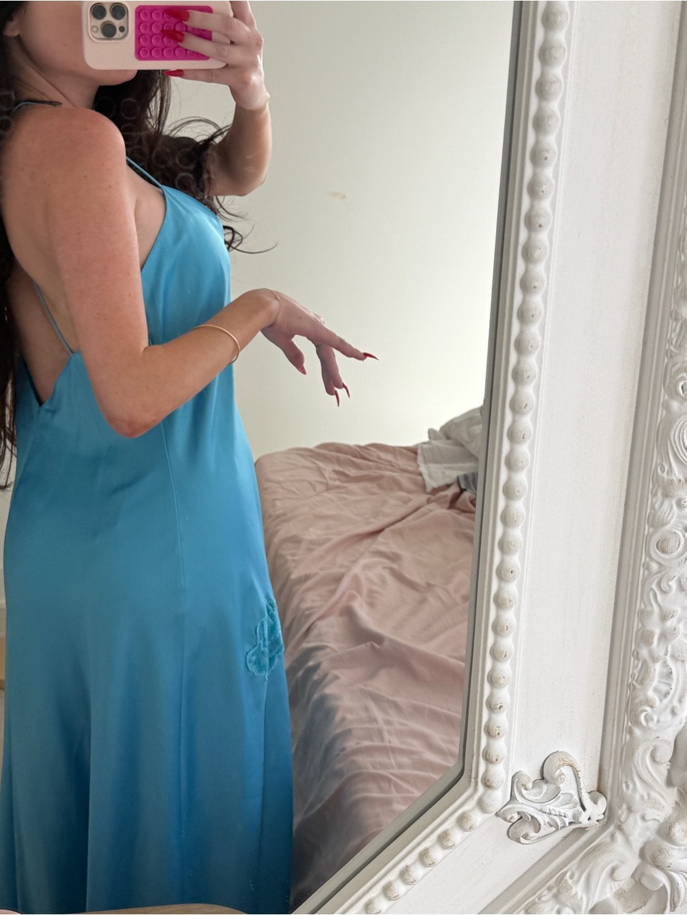 Vintage Y2k La Senza Blue Slip Nightgown with Floral Appliqué - Picture 9 of 13